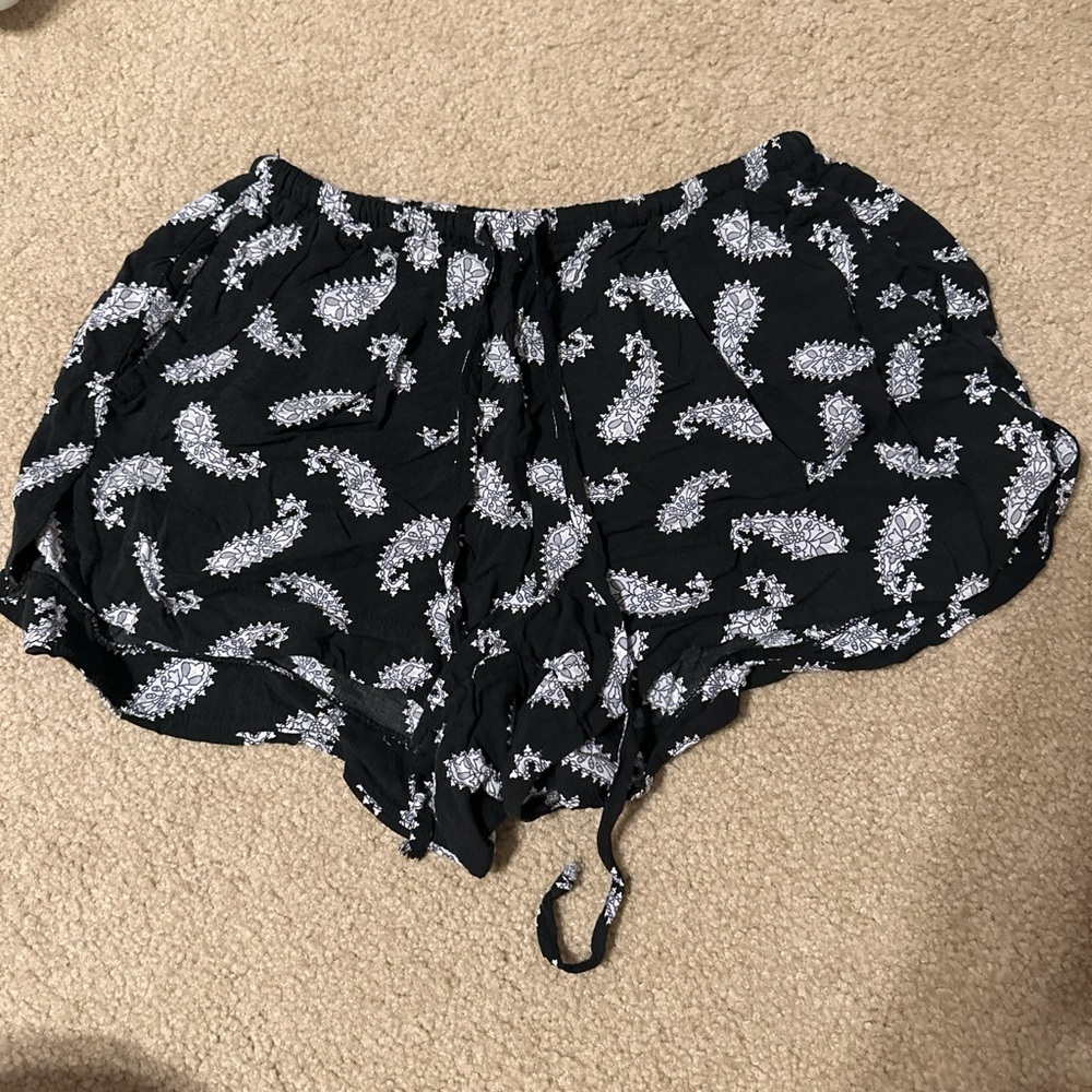 Brandy Melville Black and White Paisley Athletic Shorts